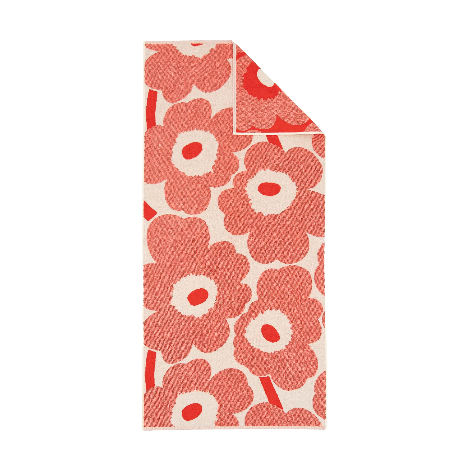 Unikko bath towel 70x150 cm, Off white-orange red Marimekko