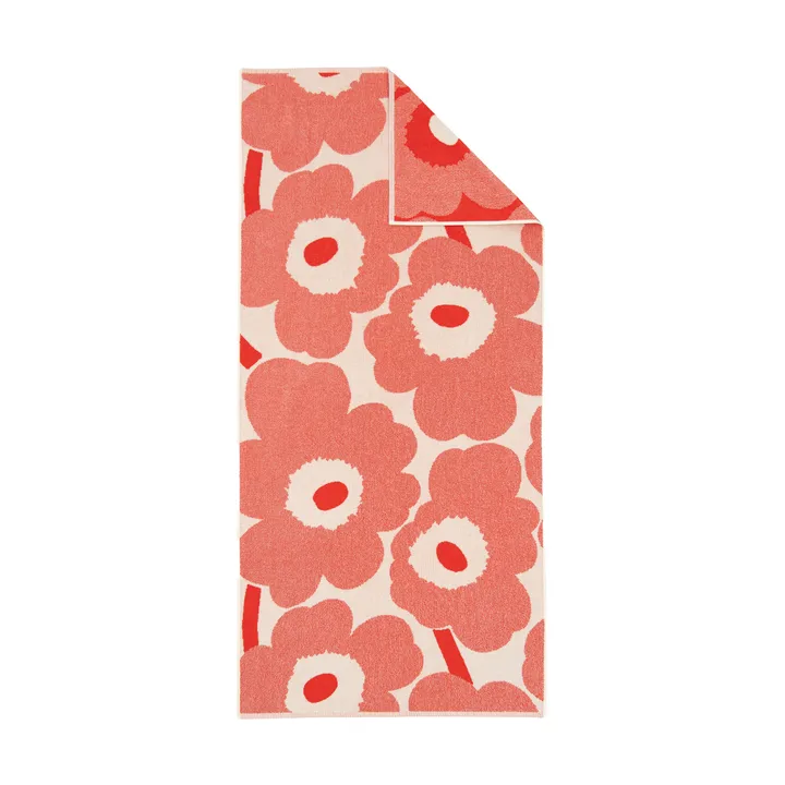 Unikko bath towel 70x150 cm - Off white-orange red - Marimekko