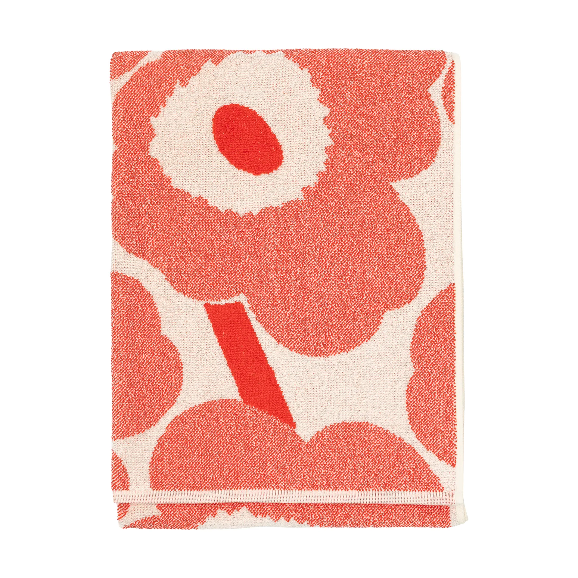 Unikko bath towel 70x150 cm, Off white-orange red Marimekko