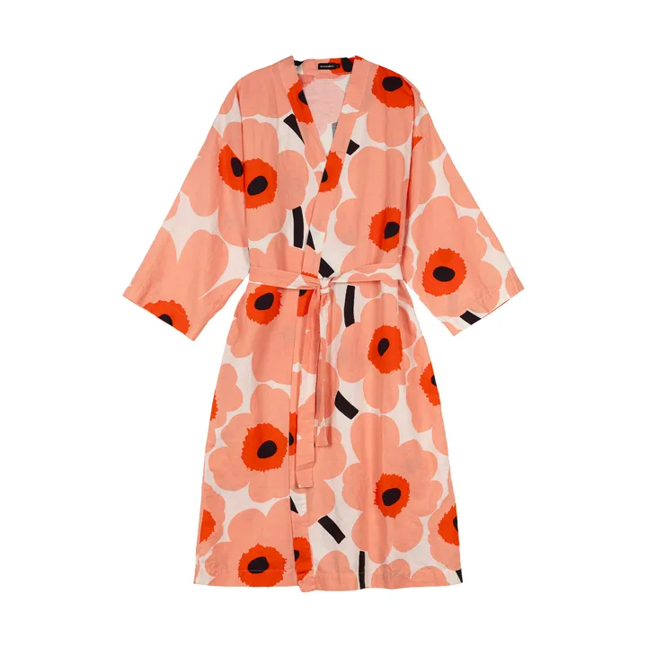 Unikko bathrobe L/XL - Off white-coral-orange red-charcoal - Marimekko