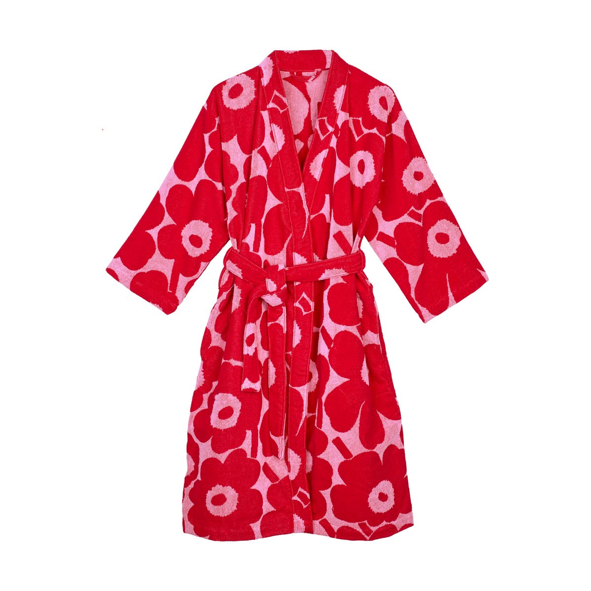 Marimekko Unikko bathrobe Red, XL | Scandinavian Design | Dressing gowns & bath robes | Red