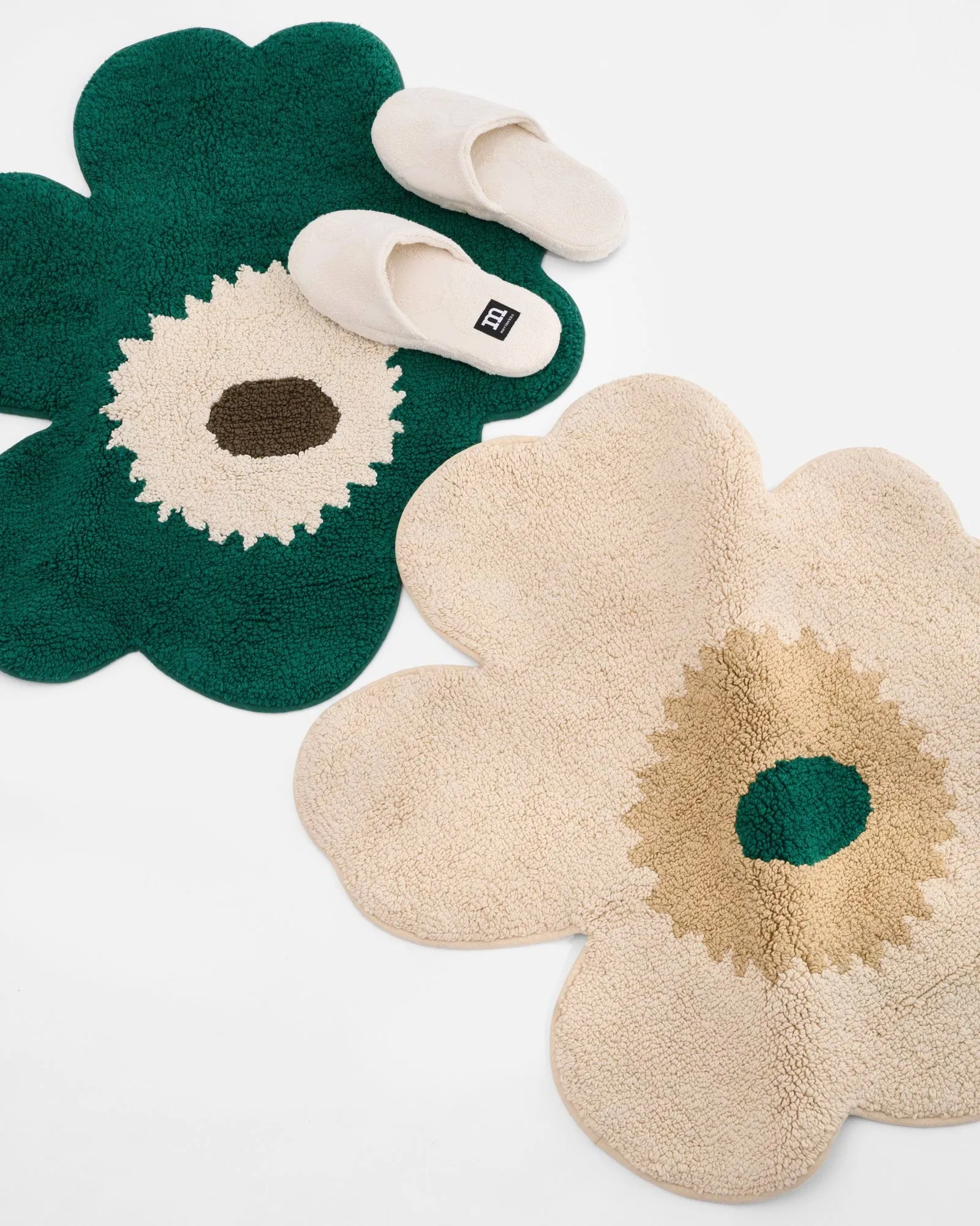 Unikko bathroom mat 73x74 cm, Hay-sand-emerald Marimekko