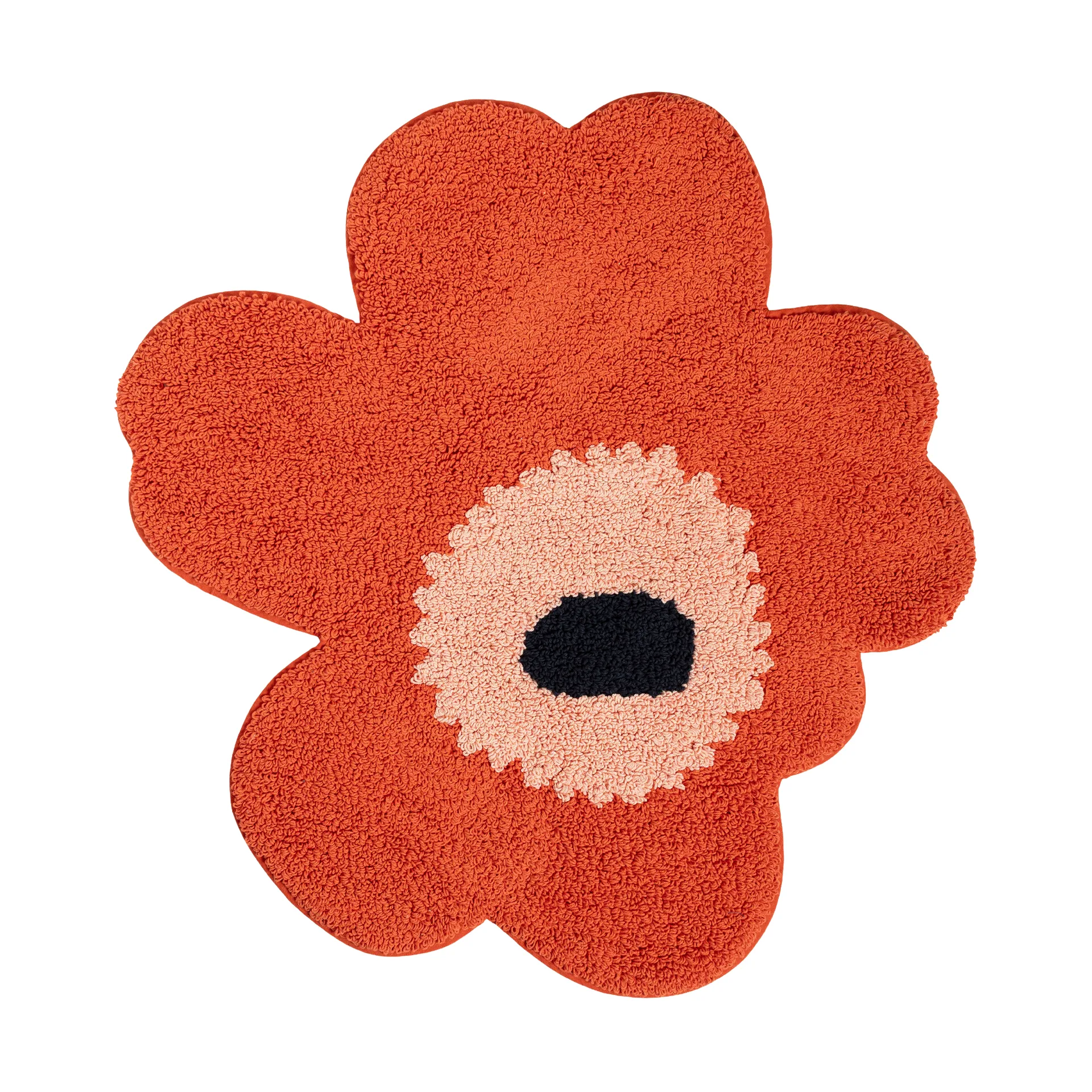 Unikko bathroom mat 73x74 cm, Orange red-powder-charcoal Marimekko