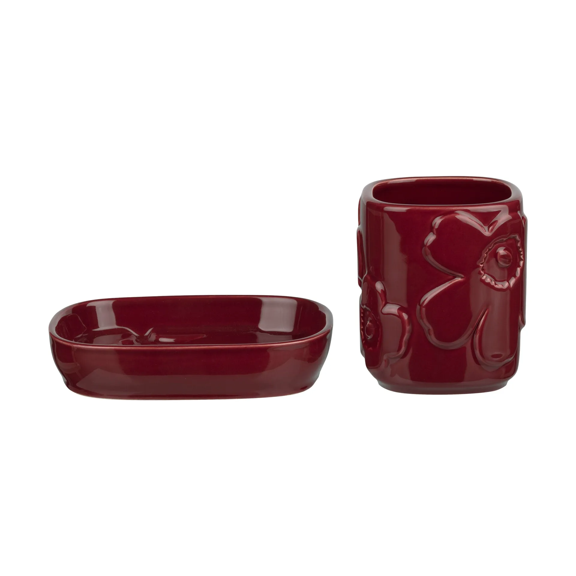 Unikko bathroom set 2 pieces, Burgundy Marimekko