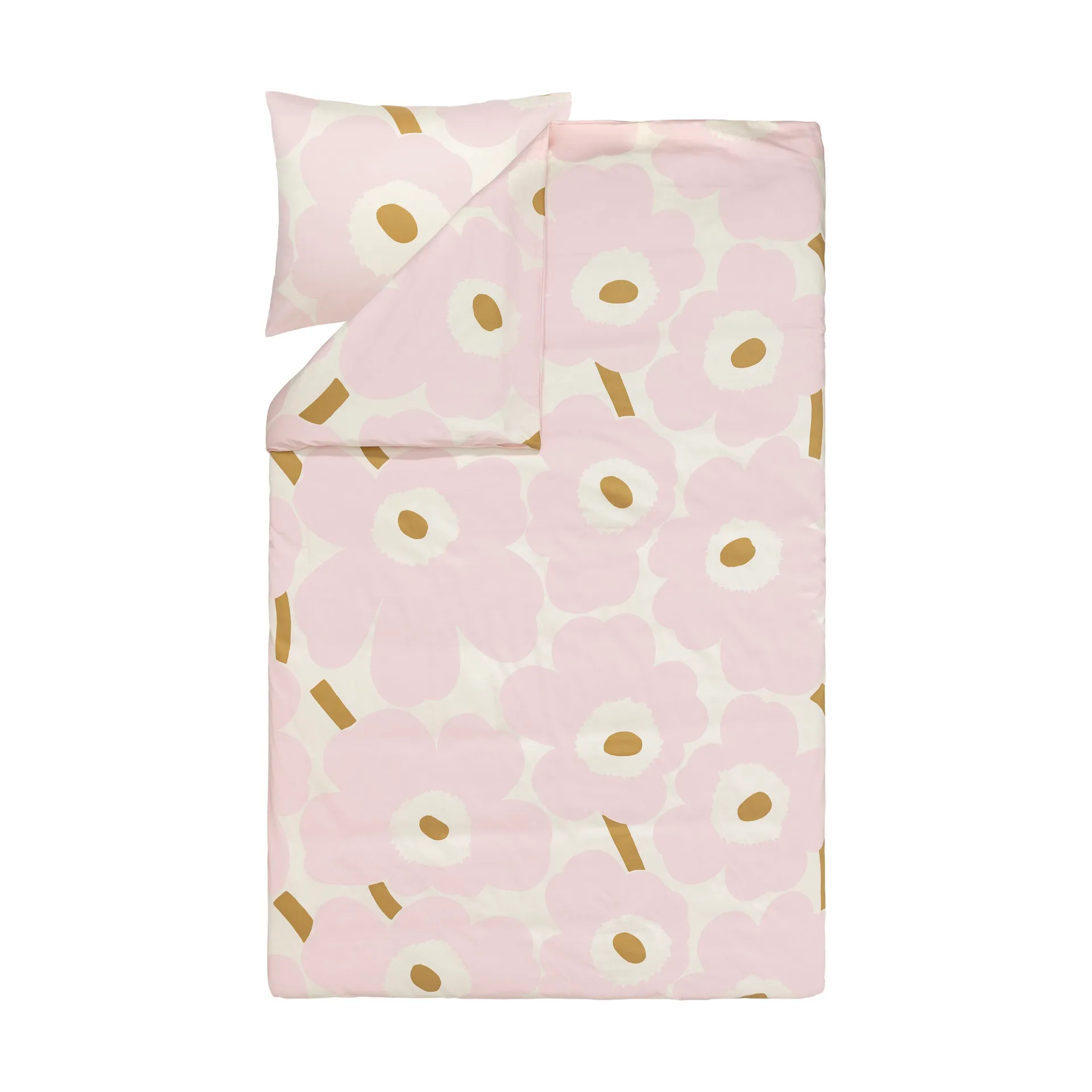 Unikko bedding set 150x210 cm+50x60 cm, White-light pink-beige Marimekko