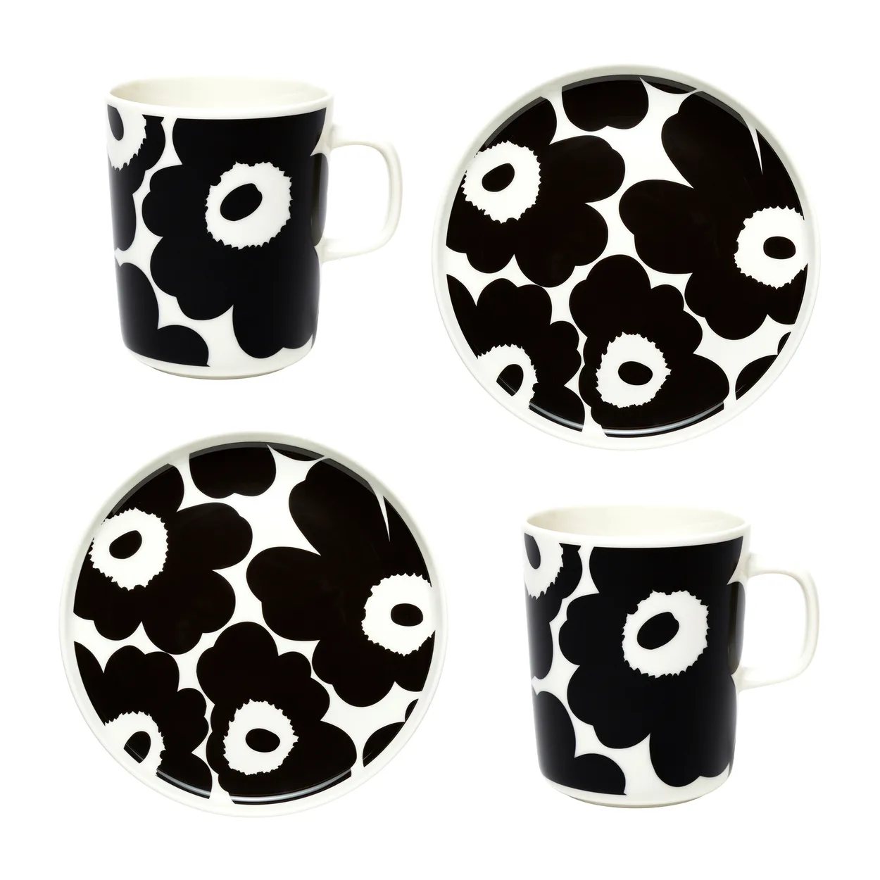 Marimekko Unikko breakfast set White-black | Scandinavian Design | Table settings & starter sets | Black