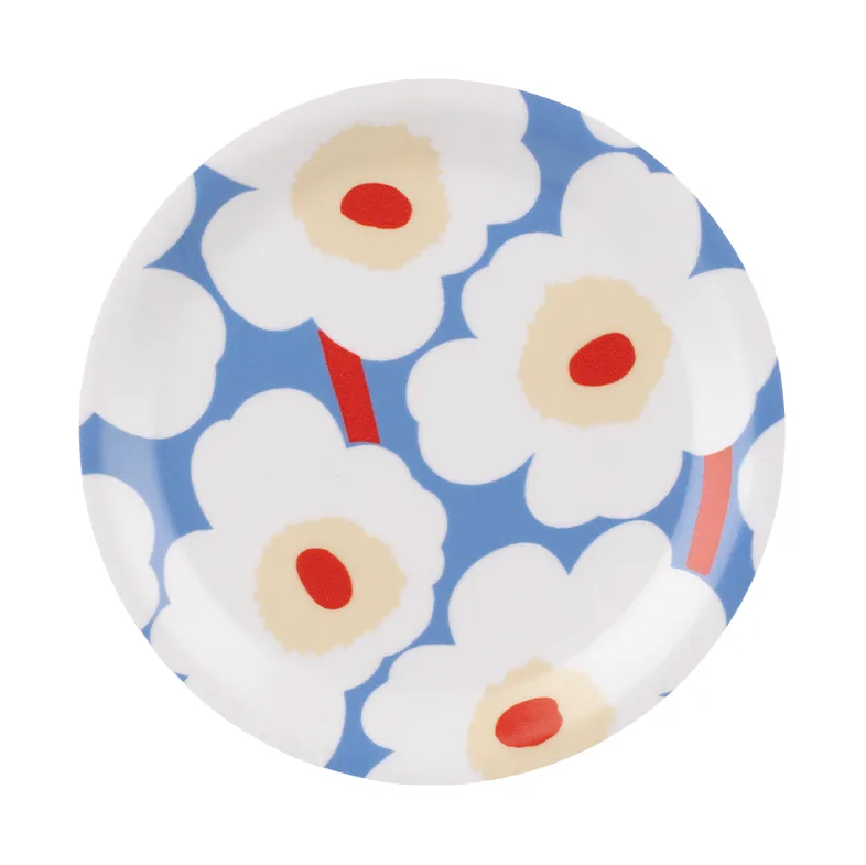 Unikko coasters, Light blue-off white-melon-orange red, Ø11 cm Marimekko