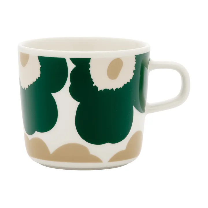 Unikko coffee cup 20 cl - White-dark green-beige-light sand - Marimekko