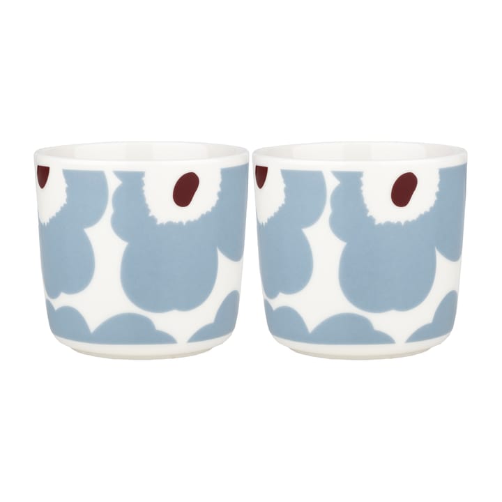 Unikko coffee cup without handle 20 cl 2-pack - White-blue grey-wine red - Marimekko