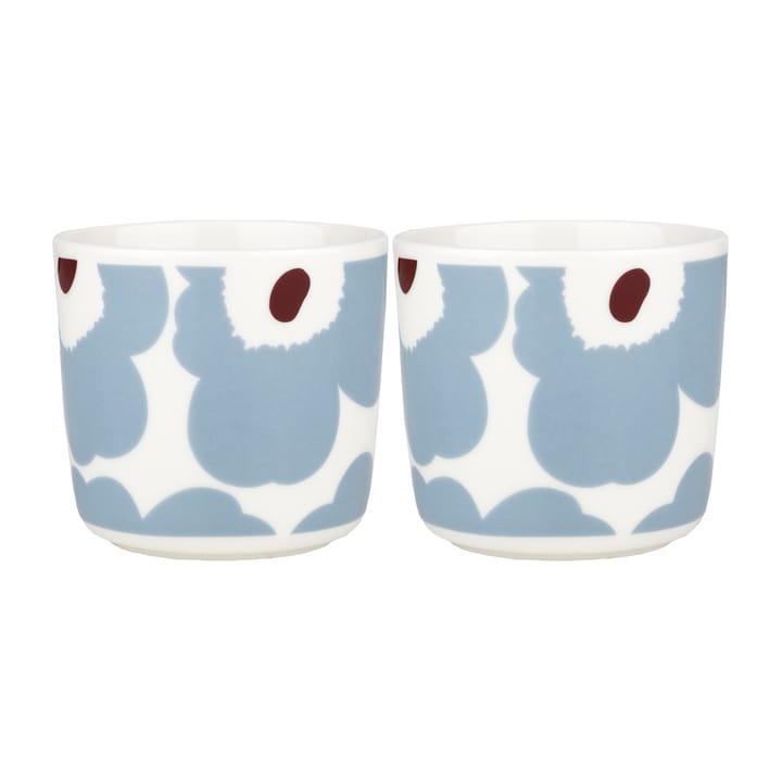 Unikko coffee cup without handle 20 cl 2-pack, White-blue grey-wine red Marimekko