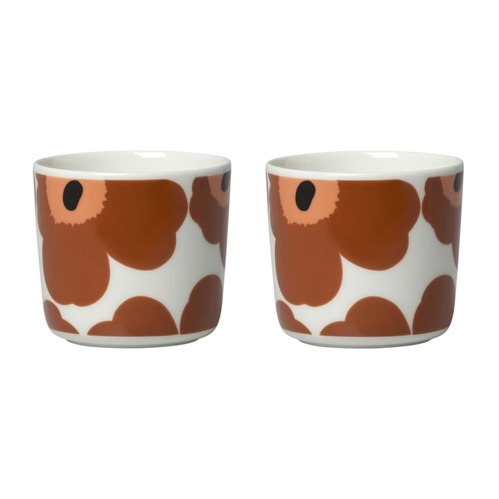 Unikko coffee cup without handle 20 cl 2-pack - white-brown-black - Marimekko