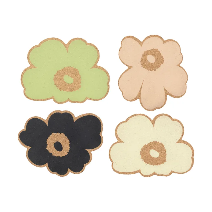 Unikko cork coasters 4 pieces - Multicolour assortment - Marimekko