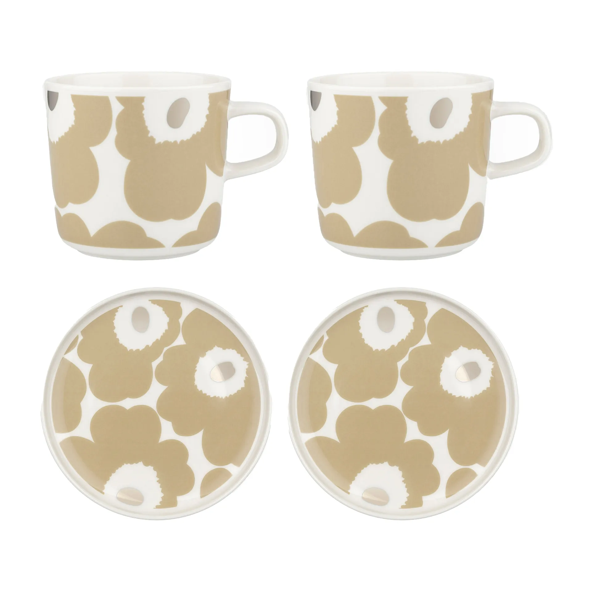 Unikko cup with saucer 20 cl 2 pack, Beige-white Marimekko