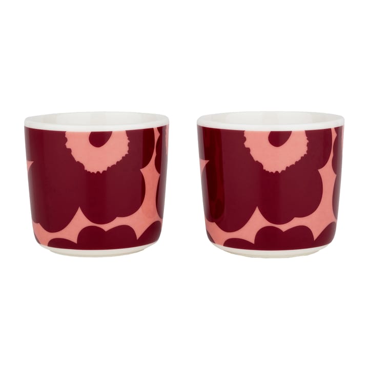 Unikko cup without handle 2 dl 2 pack - white-pink-red - Marimekko