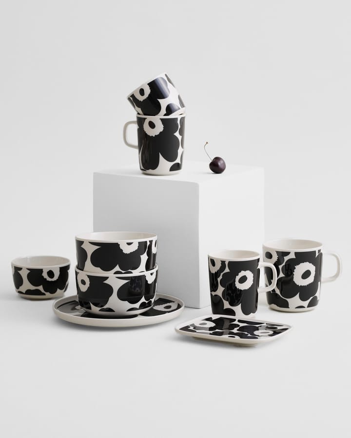 Unikko cup without handle 20 cl 2 pack - white-black - Marimekko