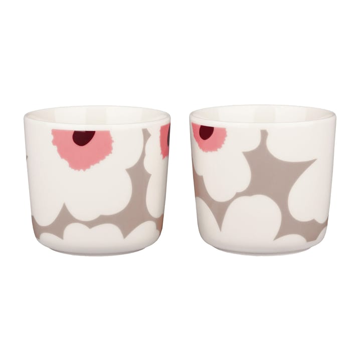 Unikko cup without handle 20 cl 2 pack - white, clay, powder, dark wine - Marimekko