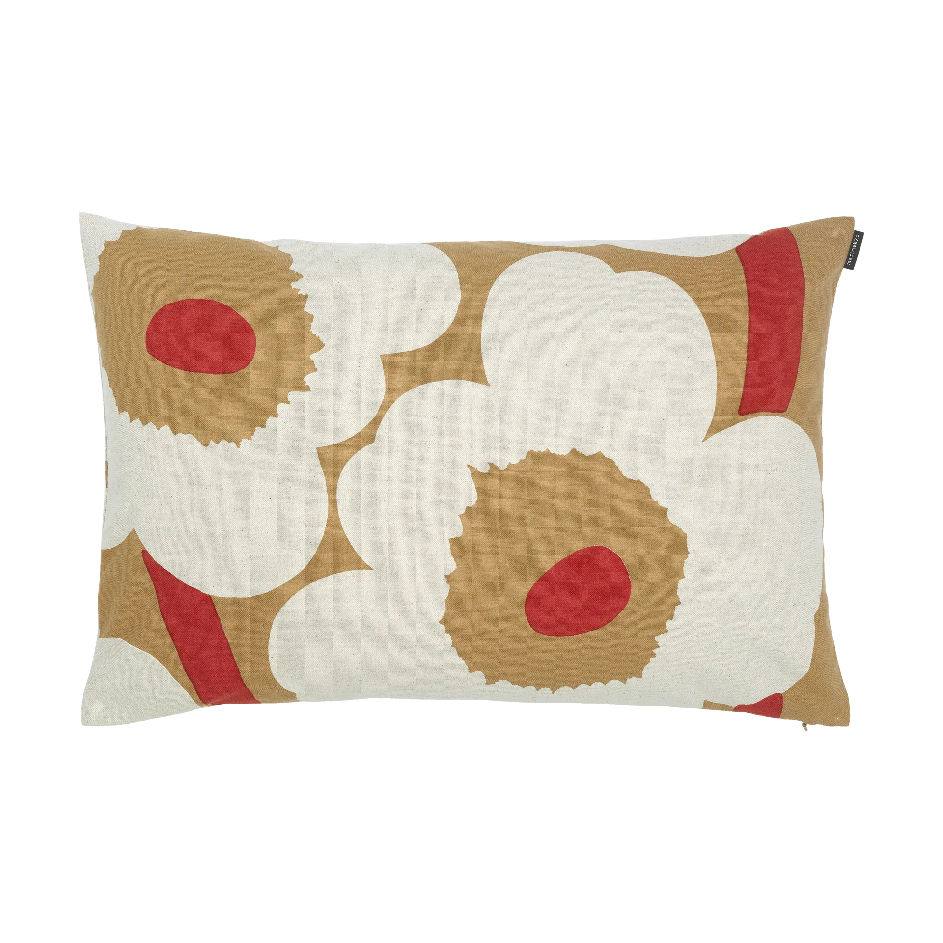 Unikko cushion cover 40x60 cm, Brown-linen-red Marimekko