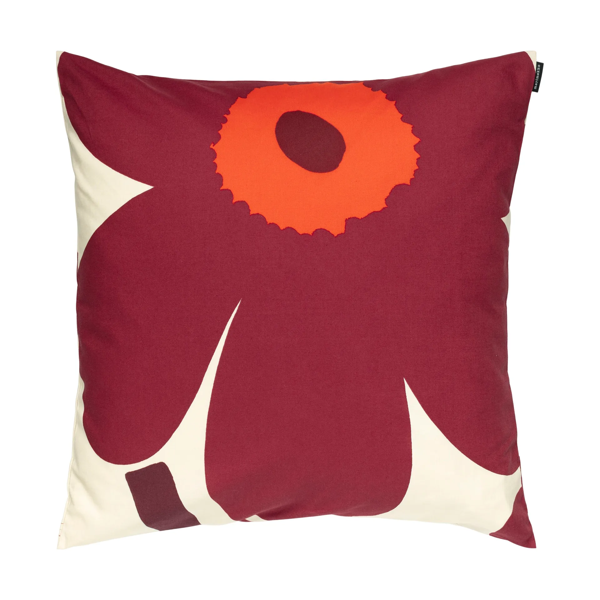 Unikko cushion cover 50x50 cm, Vanilla-burgundy-red Marimekko