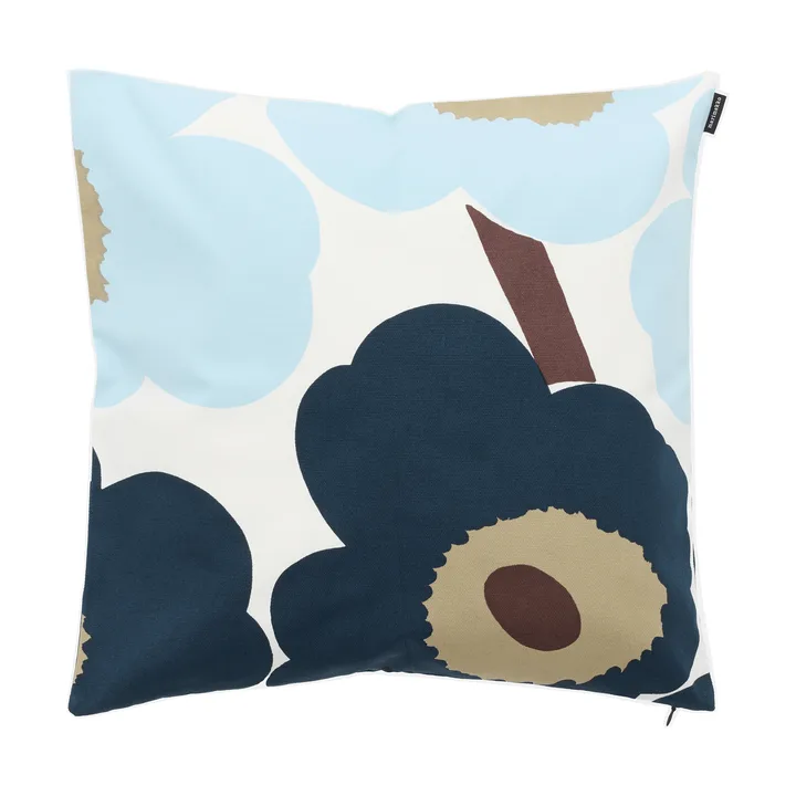 Unikko cushion cover 50x50 cm - White-blueberry-cold blue-dark brown - Marimekko
