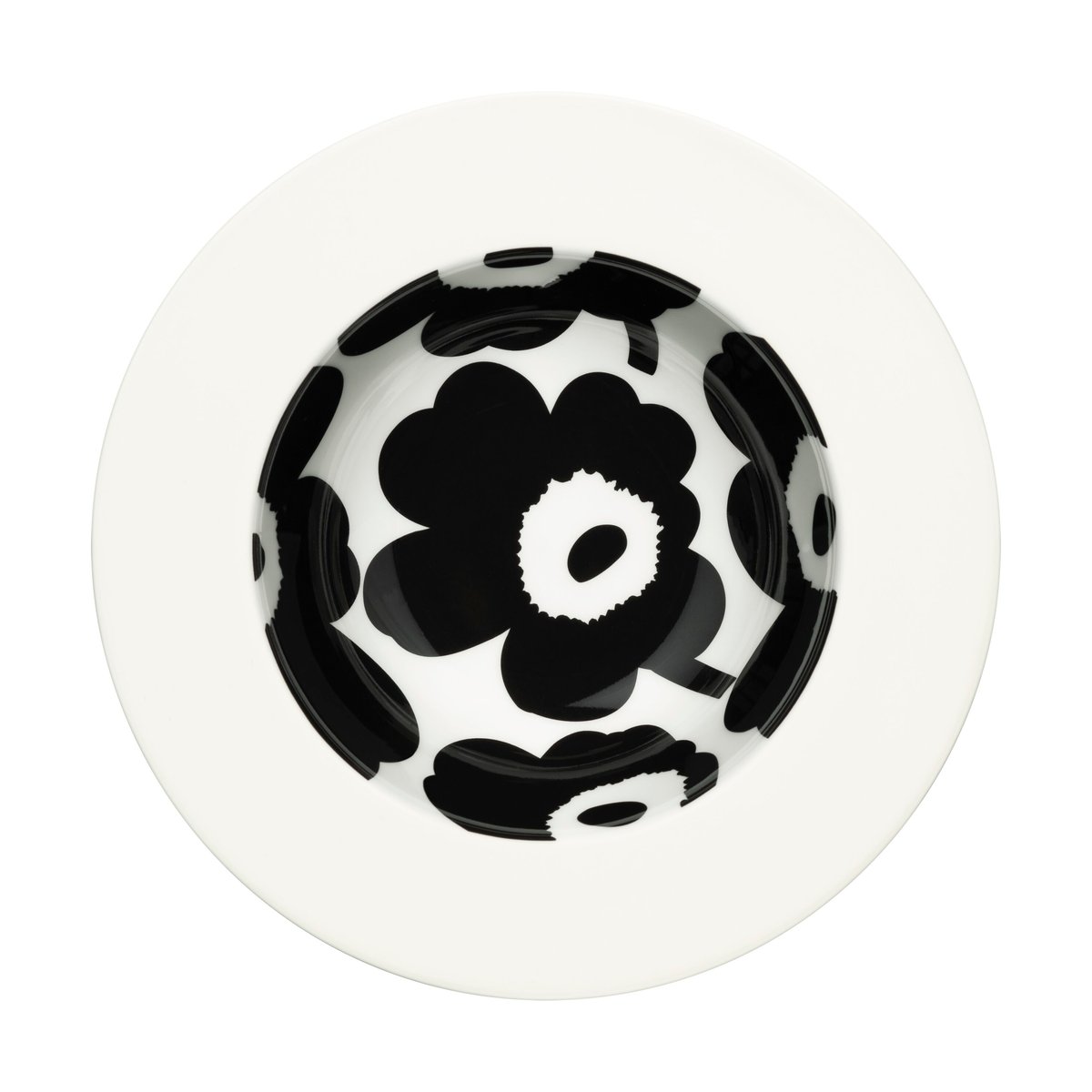 Marimekko Unikko deep plate o20 cm White-black | Scandinavian Design | Deep plates | Black