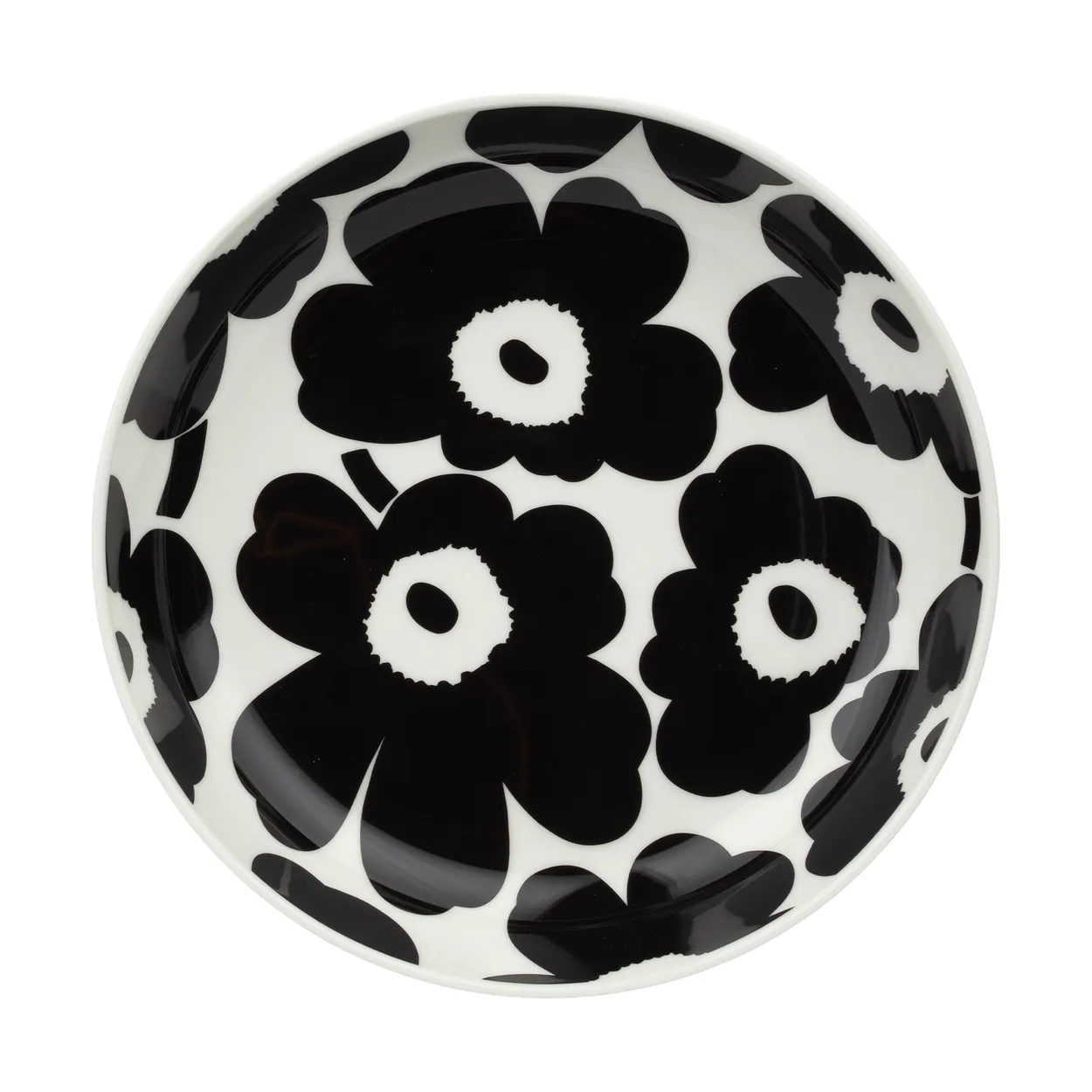 Marimekko Unikko deep plate o20.5 cm Black-white | Scandinavian Design | Deep plates | Black