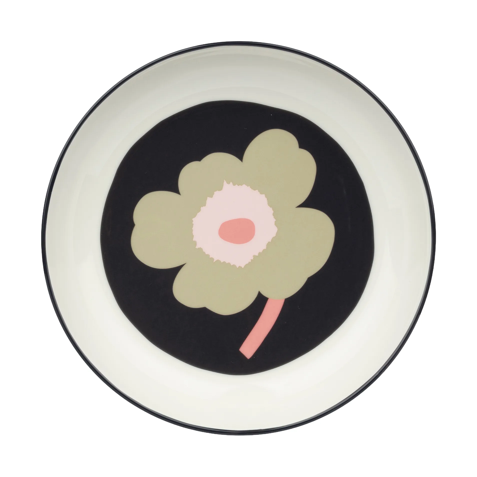 Unikko deep plate Ø20.5 cm, Off white-charcoal-sand-pink Marimekko