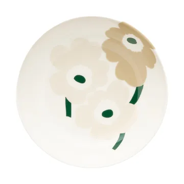 Unikko deep plate - Beige-white-light sand-dark green - Marimekko
