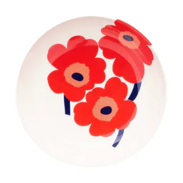 Unikko deep plate - White-red-blue - Marimekko
