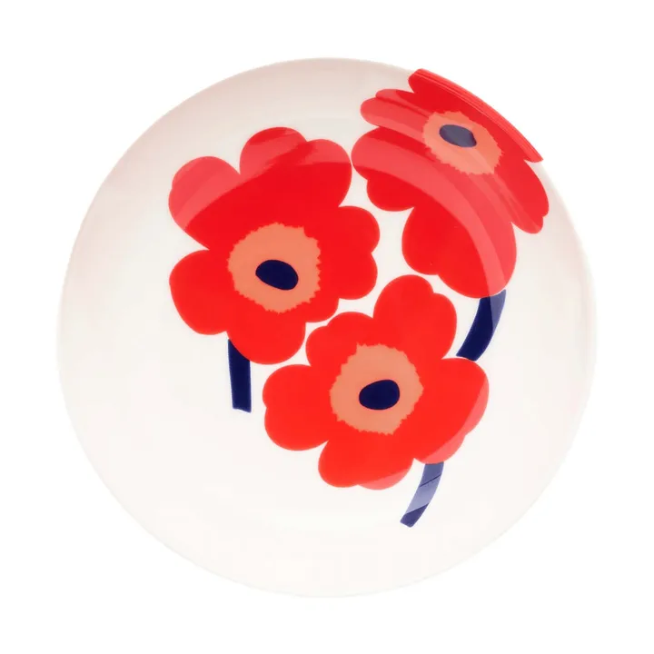 Unikko deep plate - White-red-blue - Marimekko