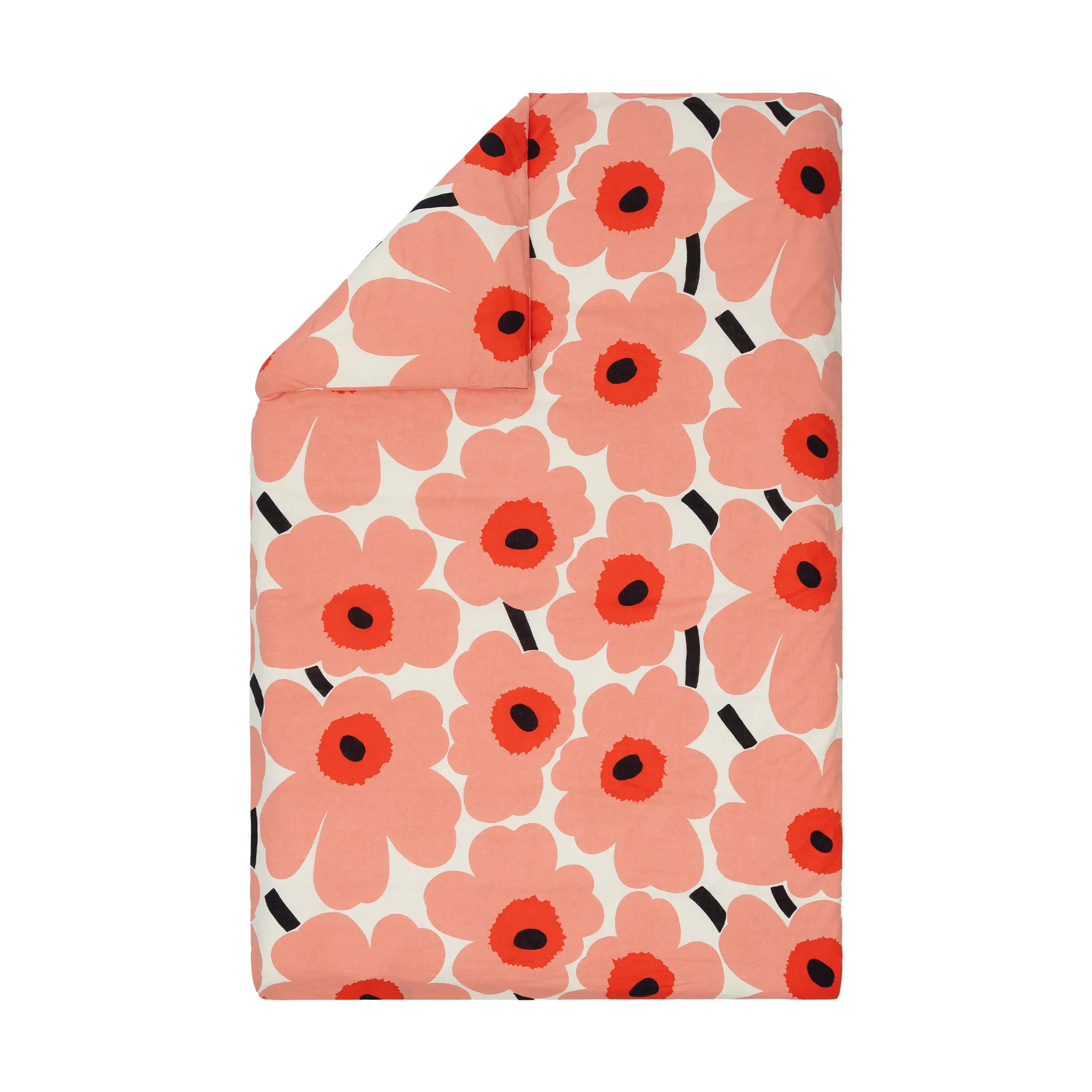 Unikko duvet cover 150x210 cm, Off white-coral-orange red-charcoal Marimekko