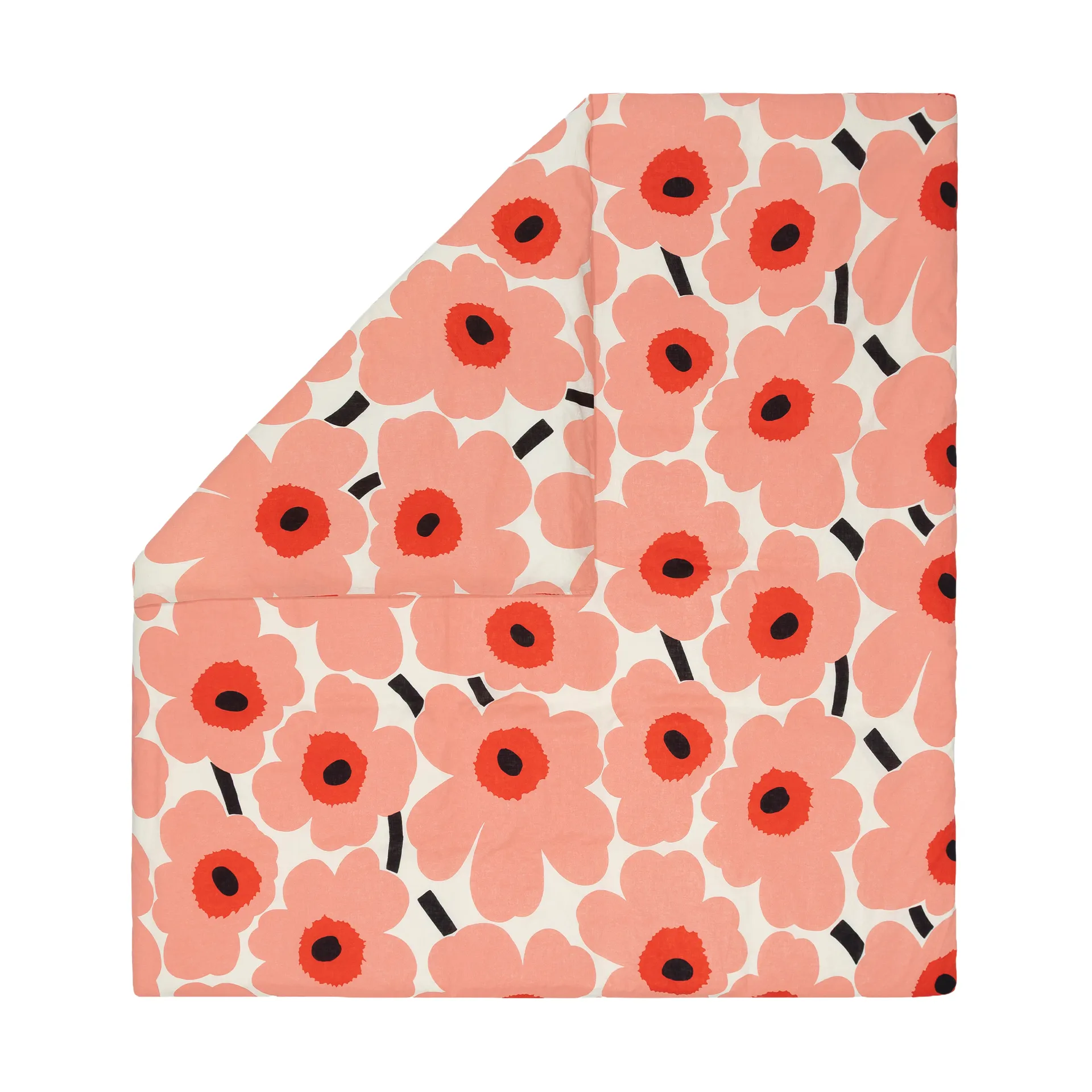 Unikko duvet cover 220x240 cm, Off white-coral-orange red-charcoal Marimekko