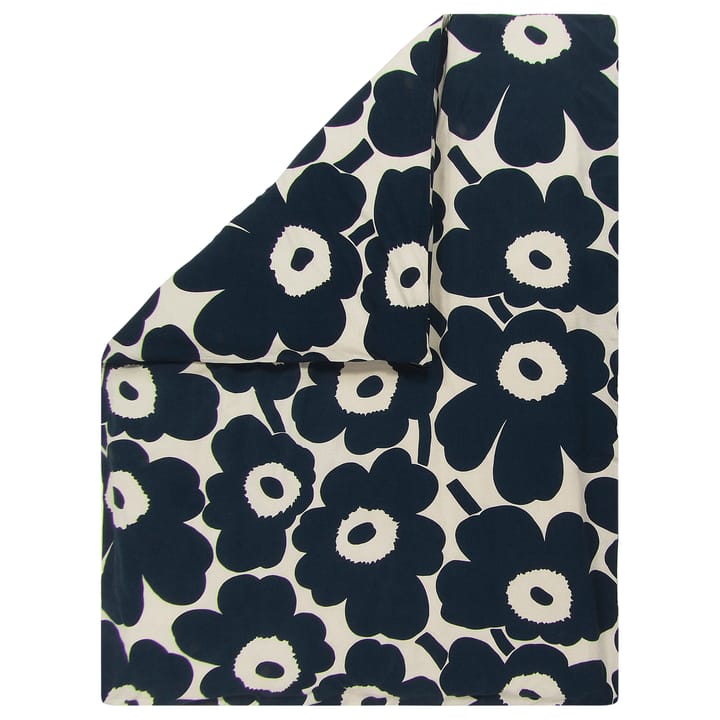 Unikko duvet cover cotton-linen 150x210 cm - natural white-dark blue - Marimekko