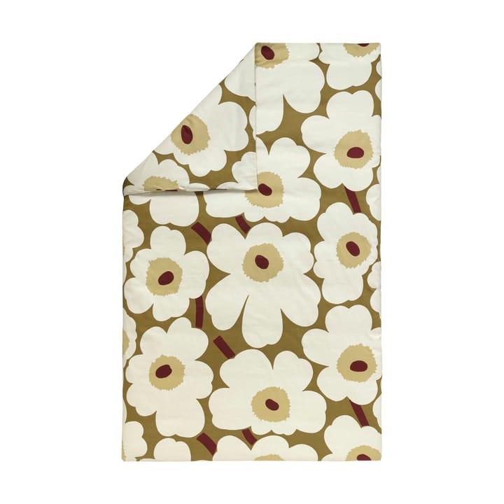 Unikko duvet cover satin 150x210 cm - Green umber-cream - Marimekko