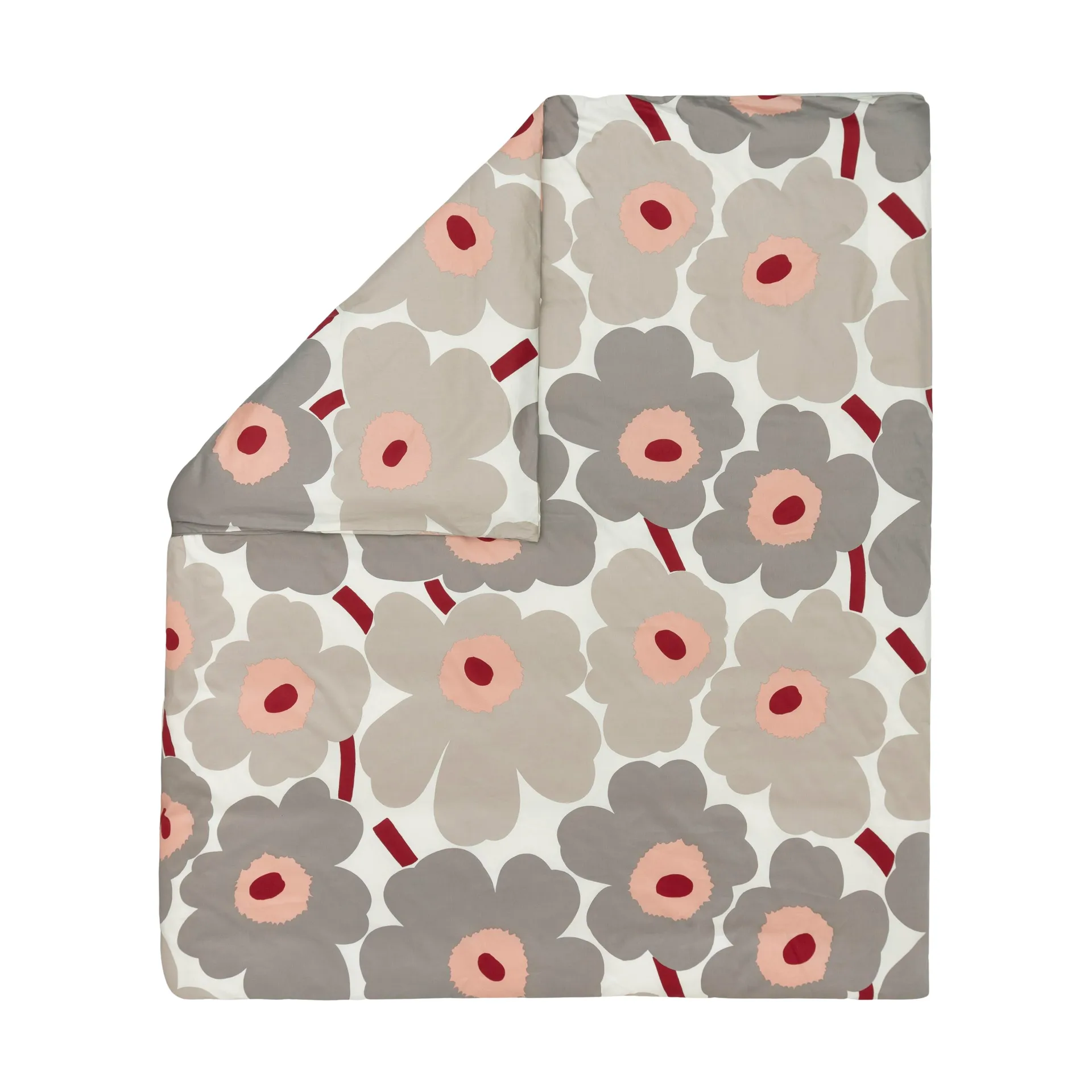 Unikko duvet cover satin 240x220 cm, Off white-warm grey-pink Marimekko