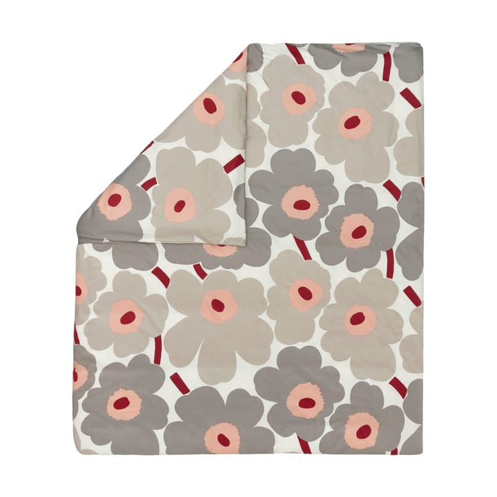 Unikko duvet cover satin 240x220 cm, Off white-warm grey-pink Marimekko
