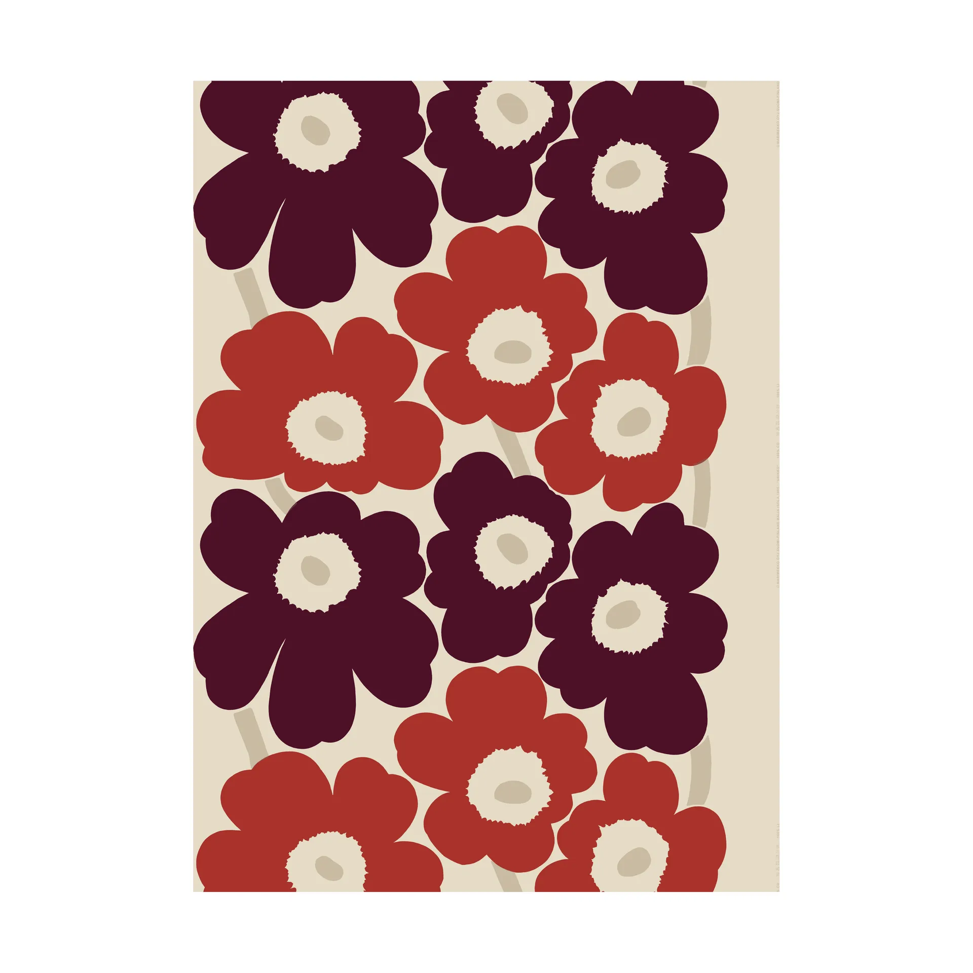 Unikko fabric cotton-linen, Linen-red Marimekko