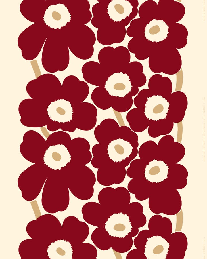 Unikko fabric cotton / satin - off white-red-gold - Marimekko