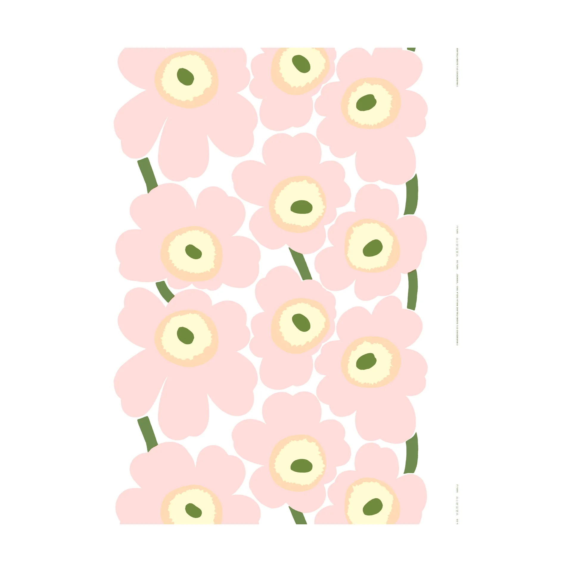 Unikko fabric, Pink, cotton satin Marimekko