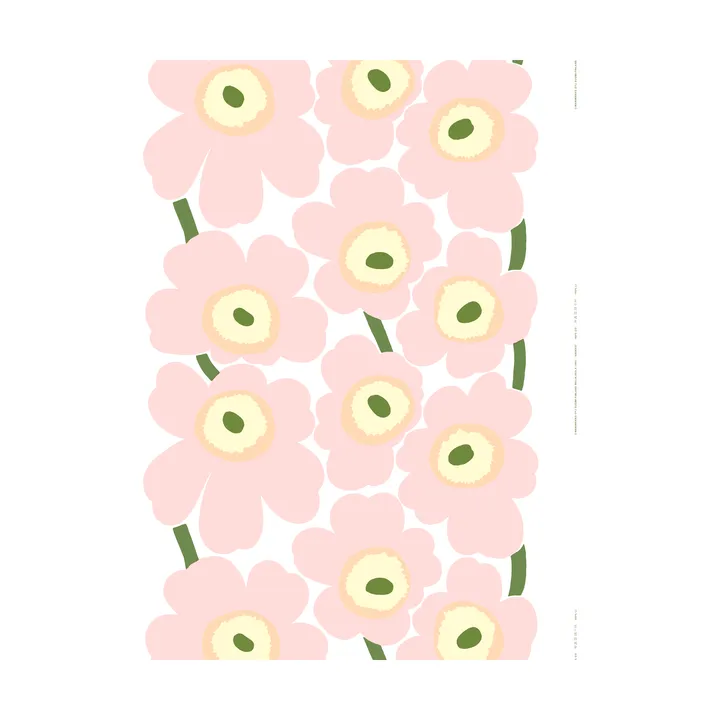 Unikko fabric - Pink, cotton satin - Marimekko