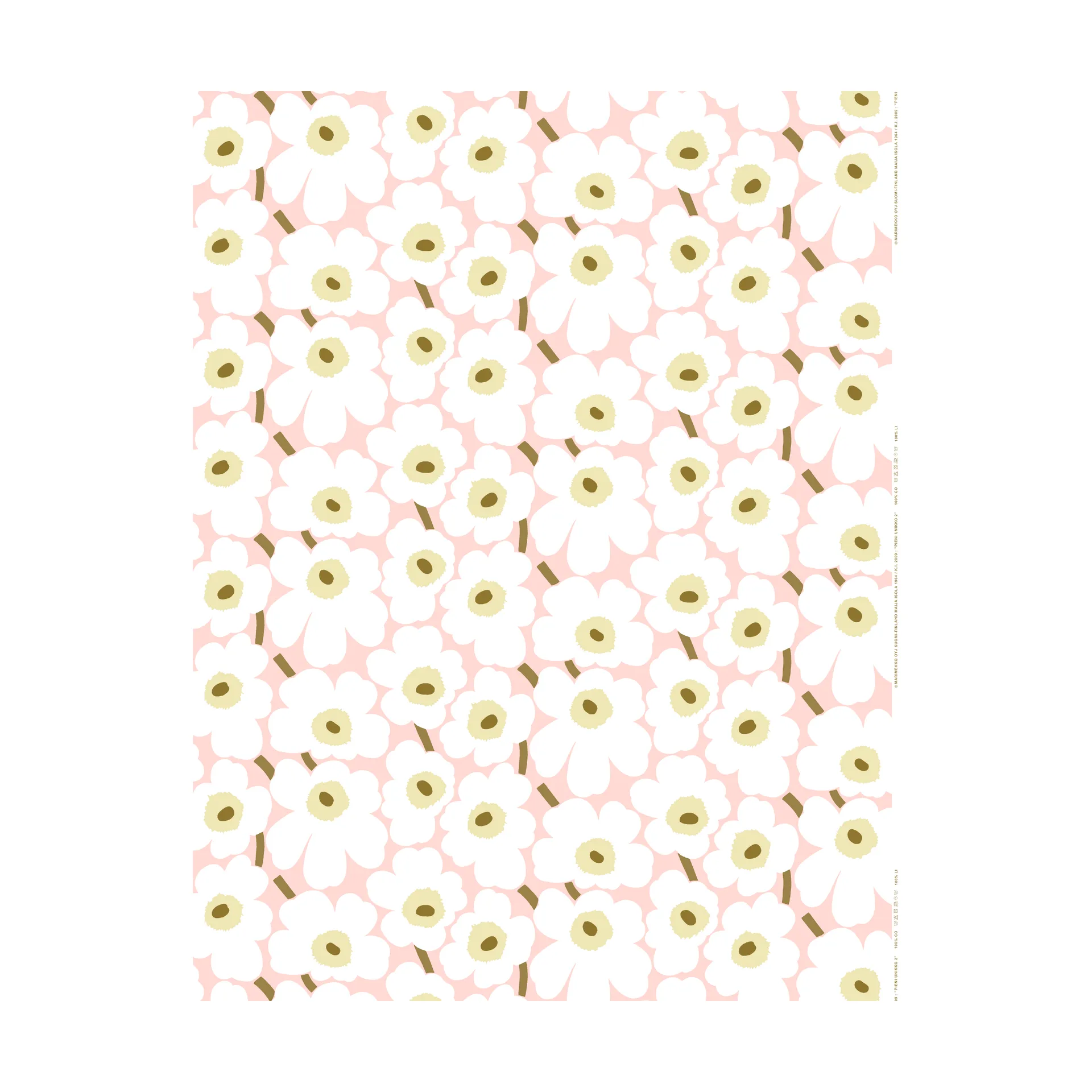 Unikko fabric, Pink-natural white-sand Marimekko