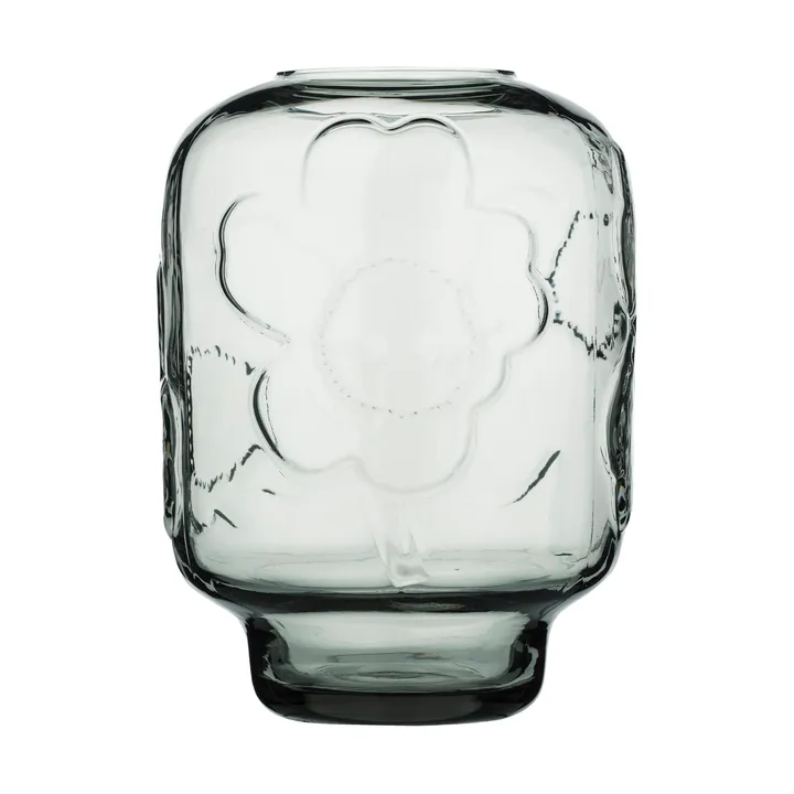 Unikko glass vase - Misty grey, 18 cm - Marimekko