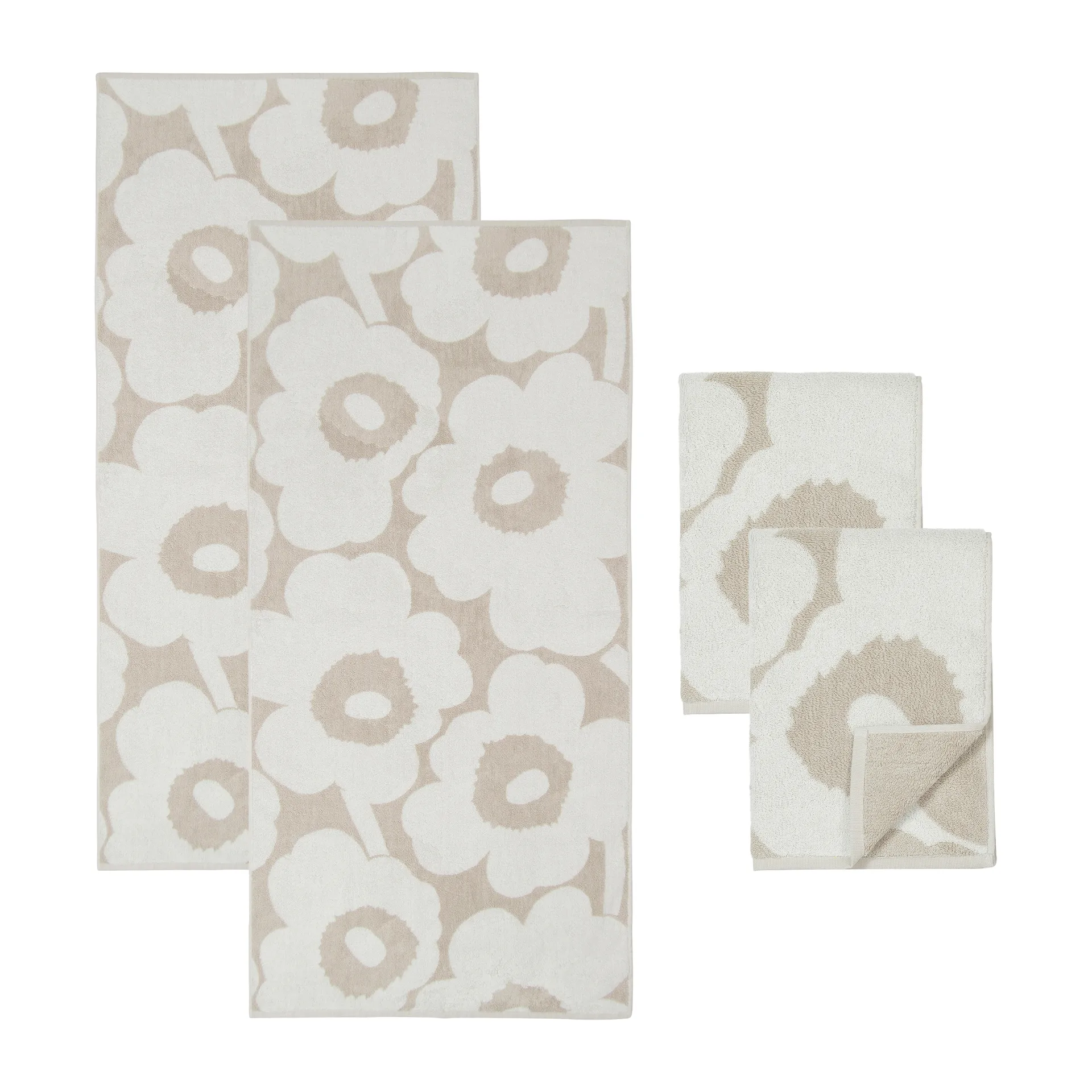 Unikko hand towel set, Beige-white Marimekko