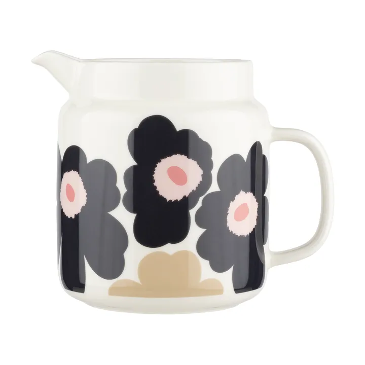 Unikko jug 1.25 L - Off white-charcoal-sand-pink - Marimekko