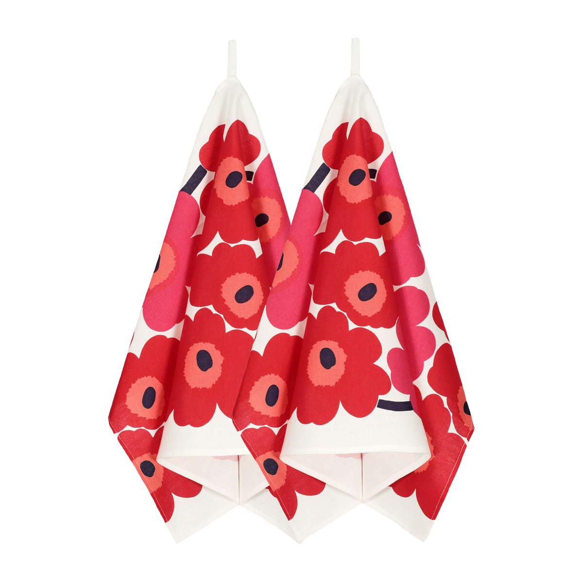 Marimekko Unikko kitchen towel 2-pack White-red | Scandinavian Design | Kitchen tea towels | Red