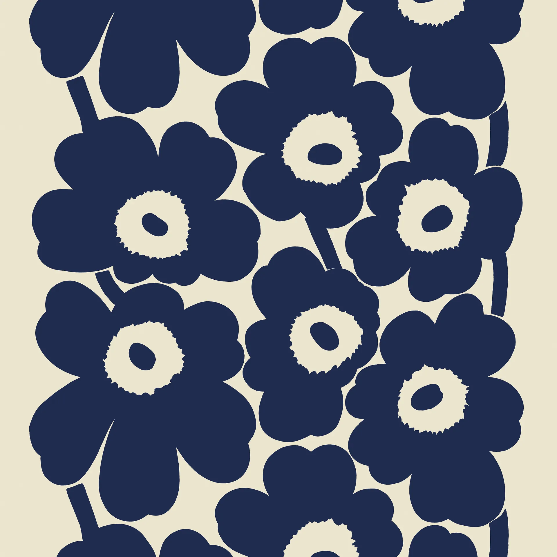 Unikko linen fabric, dark blue Marimekko