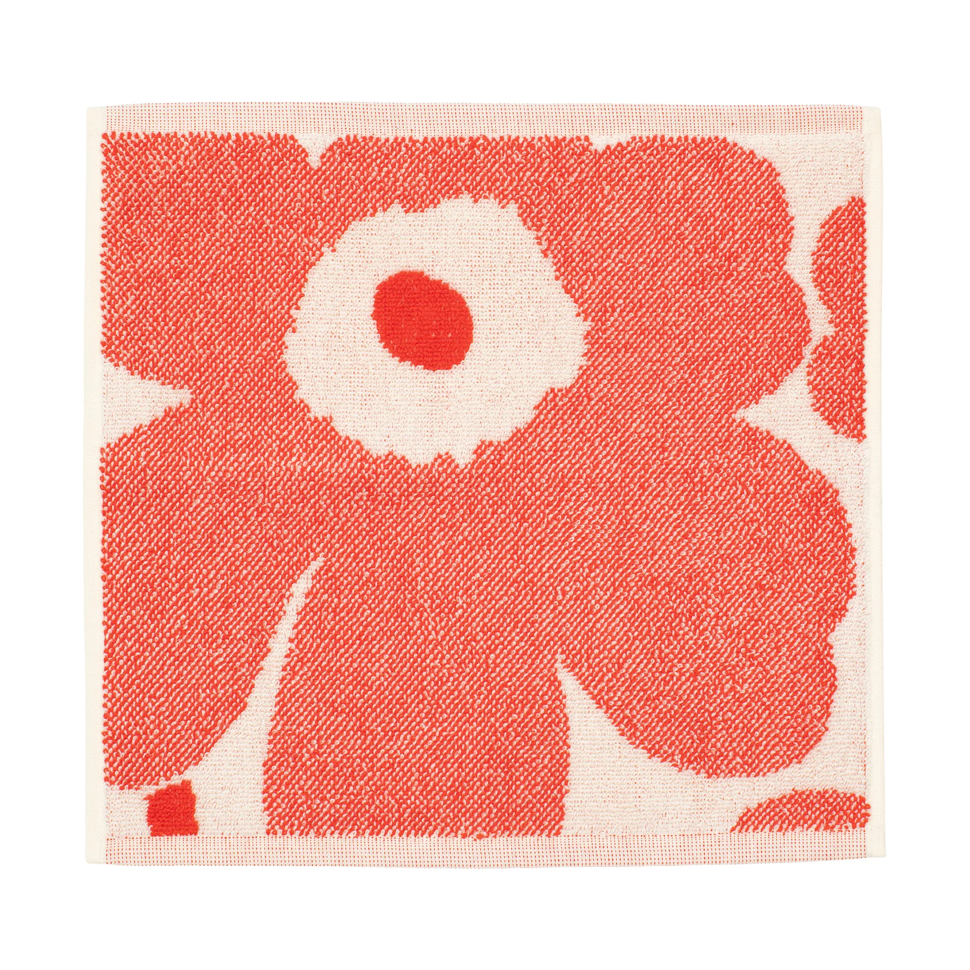 Unikko mini towel 32x32 cm, Off white-orange red Marimekko