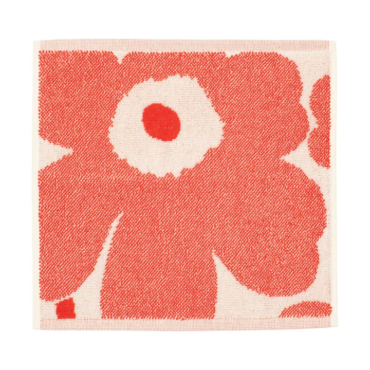 Unikko mini towel 32x32 cm - Off white-orange red - Marimekko