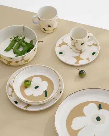 Unikko mug 25 cl - White-beige-light sand-dark green - Marimekko
