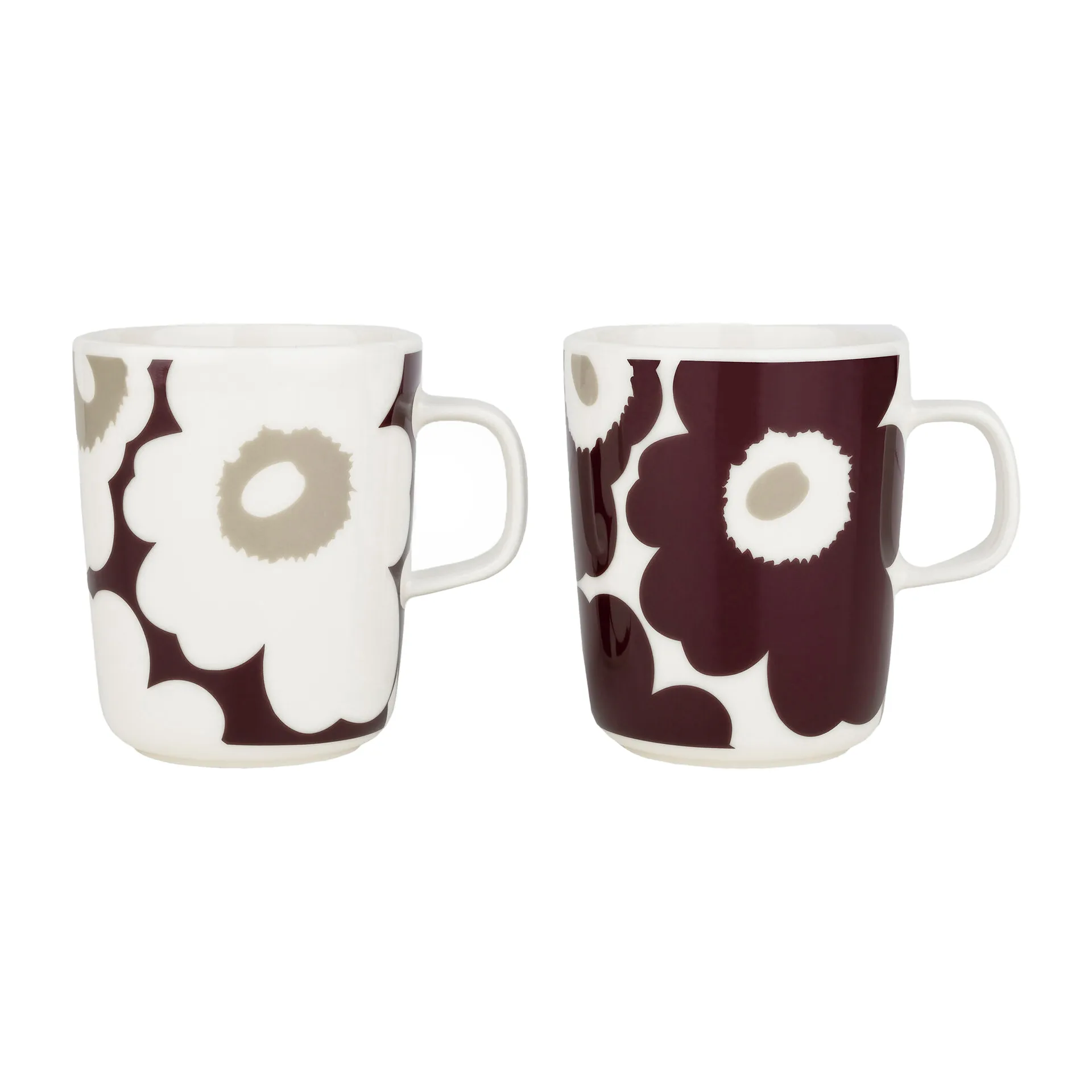 Unikko mug 2.5 dl 2 pack, Clay-dark wine-white Marimekko