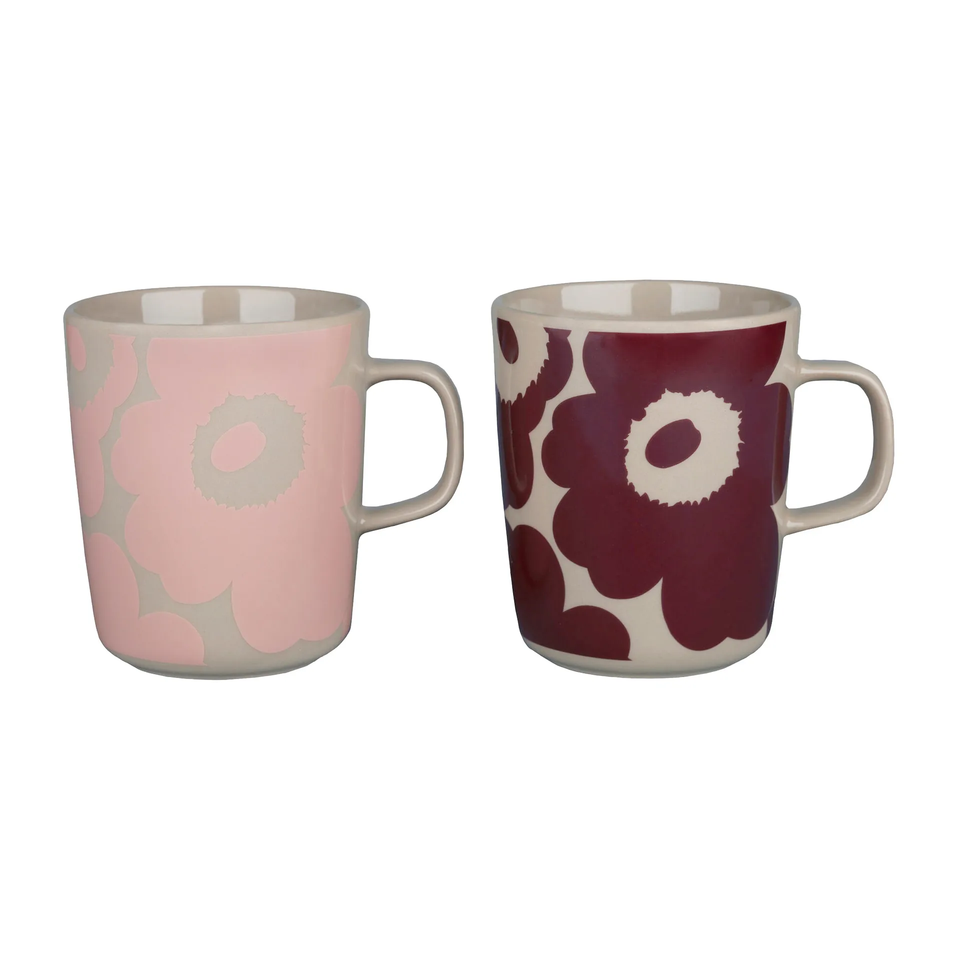 Unikko mug 2.5 dl 2 pack, Terra-dark wine-red-powder Marimekko